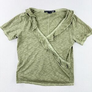 VERONICA BEARD Burnout Ruffle V-Neck Top Tee Size S Women's Blouse Shirt‎